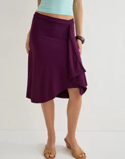 Esmeray Midi Skirt in Rayon Jersey Fig