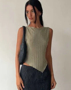 Etta Knitted Vest Top in Sage