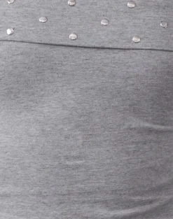 Eulala Bardot Top in Studded Grey Marl