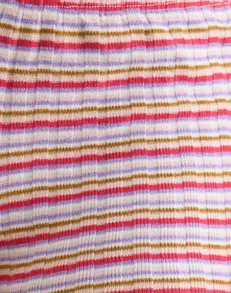 Eunia Shorts in Stripe Rib Pink and Lilac