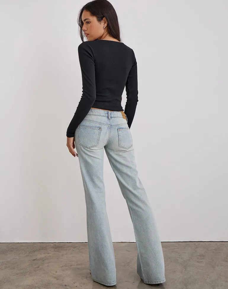 Extra Low Rise Flare in Breeze Blue Wash
