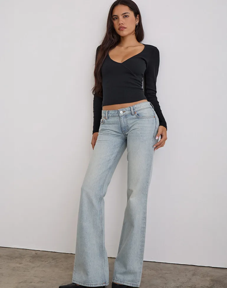 Extra Low Rise Flare in Breeze Blue Wash
