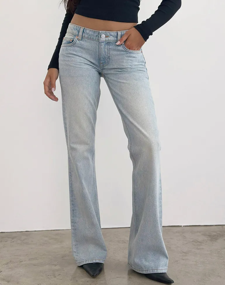 Extra Low Rise Flare in Breeze Blue Wash
