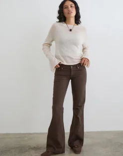 Extra Low Rise Flare Jeans in Dark Chocolate