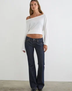 Extra Low Rise Flare Jeans in Indigo