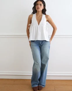 Fahwa Blouse with Tie Side in Poplin White