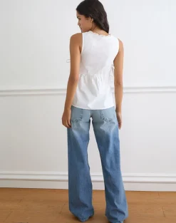 Fahwa Blouse with Tie Side in Poplin White