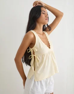 Fahwa Blouse with Tie Side in Poplin Buttermilk