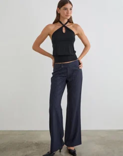 Falita Trouser in Tailoring Navy Stripe