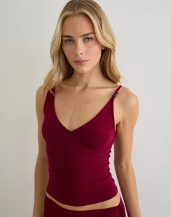 Fara Top with Beads in Jersey Burgundy