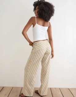 Faria Trouser in Tilt Lines Beige
