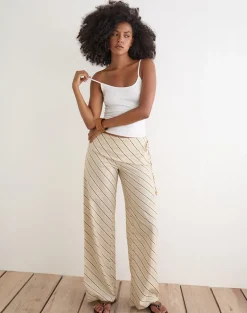Faria Trouser in Tilt Lines Beige