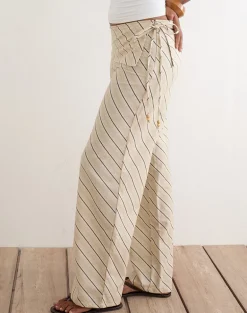 Faria Trouser in Tilt Lines Beige
