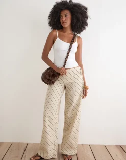 Faria Trouser in Tilt Lines Beige