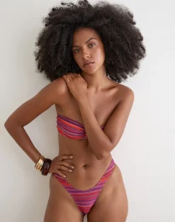 Farida Bikini Bottom in Purple and Red Radiant Lines