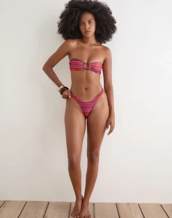 Farida Bikini Bottom in Purple and Red Radiant Lines