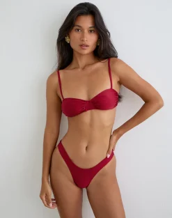 Farida Bikini Bottom in Shine Red