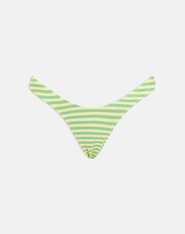 Farida Bikini Bottom in Vivid Lines Green and Yellow