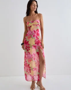Fasha Maxi Dress in Bold Multi Colour Floral