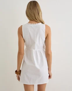 Fatima Mini Dress in Poplin White