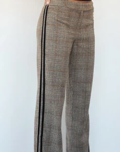 Fatina Trouser in Brown Check with Side Stripe