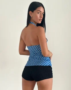 Fayez Slinky Top in Blue Diagonal Stripe