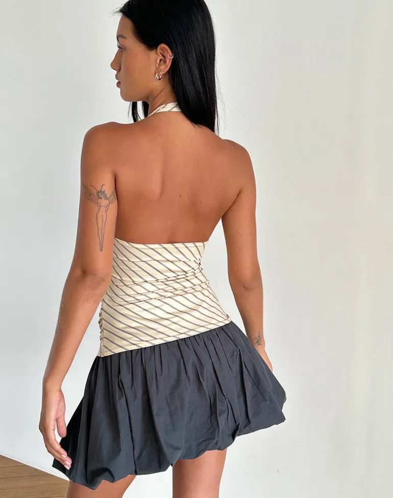 Fayez Slinky Top in Yellow Diagonal Stripe