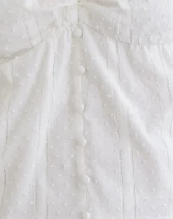 Fayra Bardot Corset Top in Cotton Dobby White