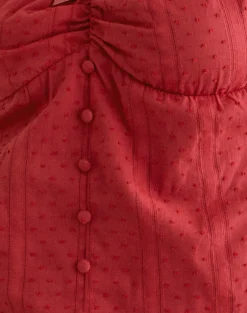 Fayra Bardot Corset Top in Cotton Dobby Red