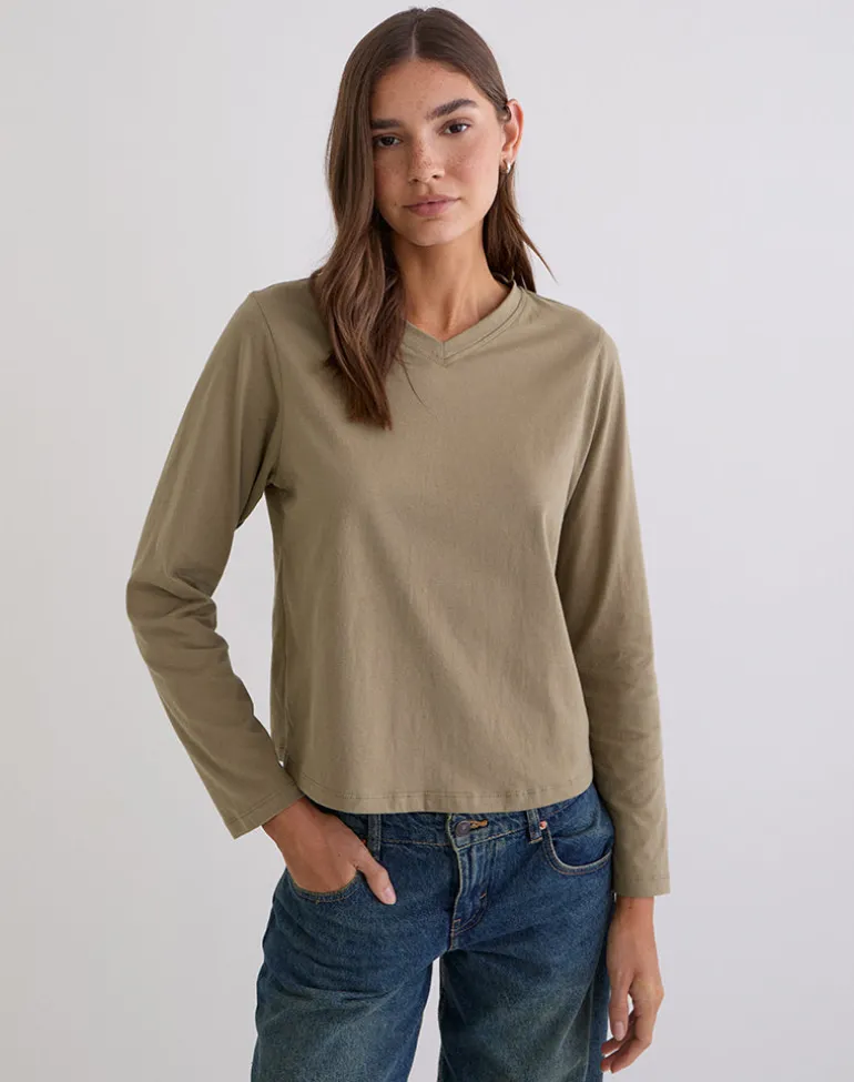 Feman Top in Jersey Khaki