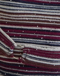 Feraya Top in Horizontal Stripe Maroon Navy Shimmer