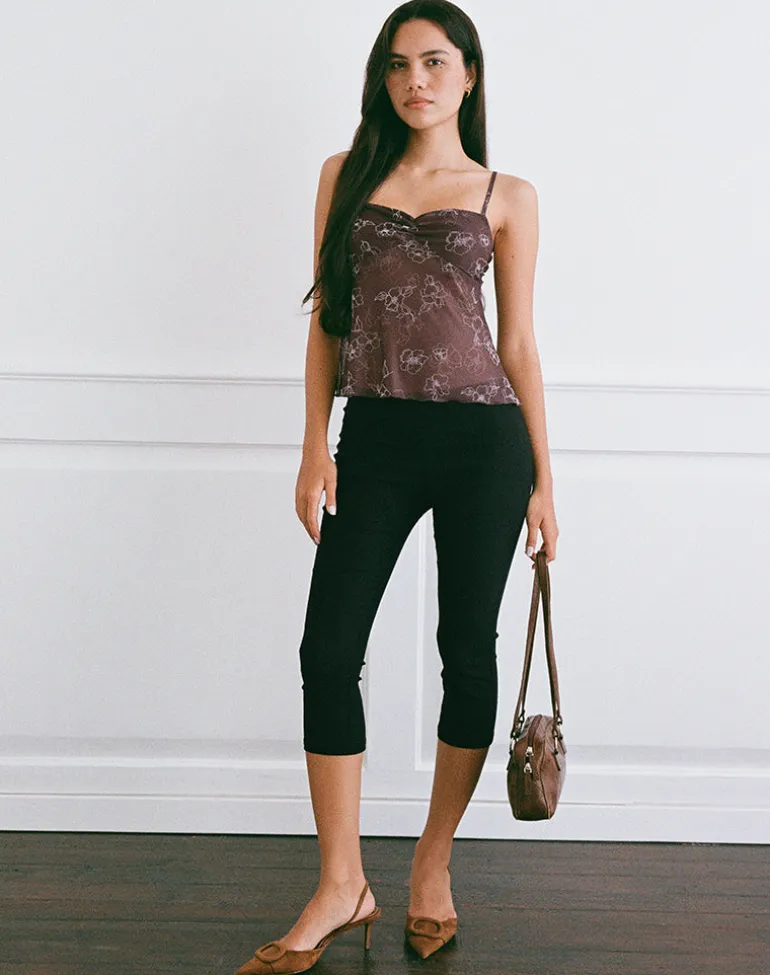 Fierza Cami Top in Doodle Flower Flock Brown