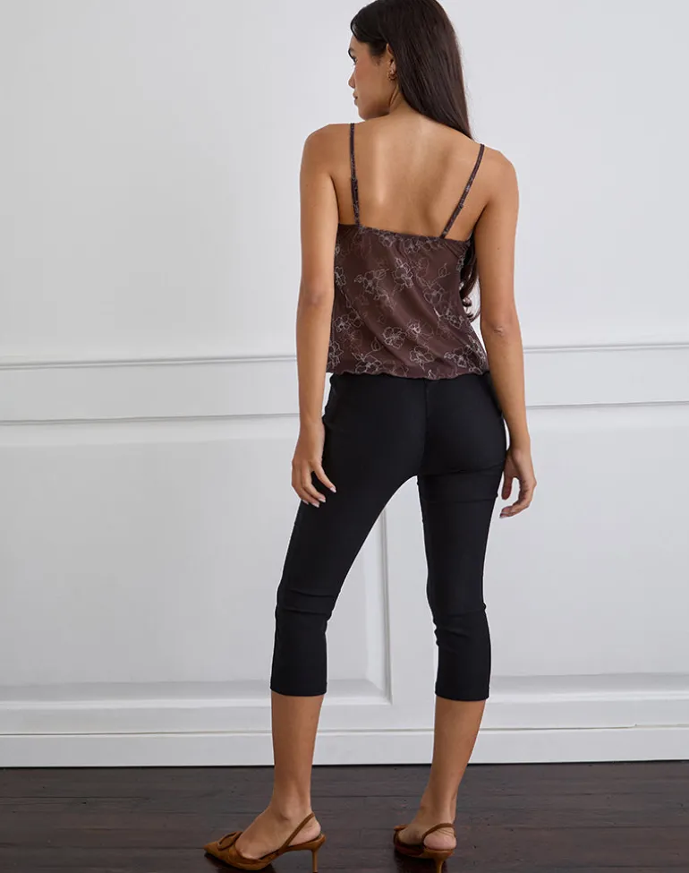 Fierza Cami Top in Doodle Flower Flock Brown