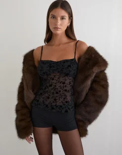 Fierza Cami Top in Pretty Petal Flock Black