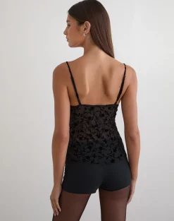 Fierza Cami Top in Pretty Petal Flock Black