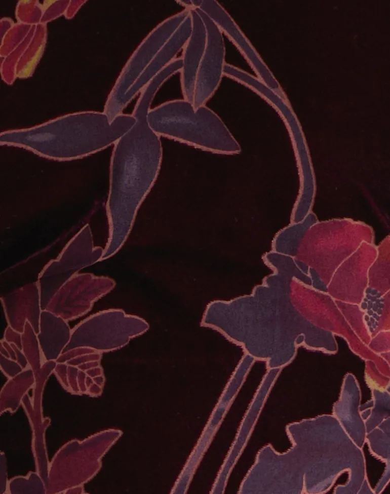 Fiorella Top in Floral Devore Burgundy