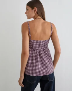 Flika Cami Top in Mini Gingham Wine