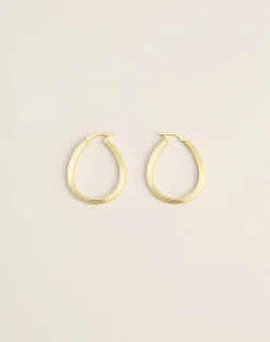 Fluted Oval Gold Plated Hoop Earrings