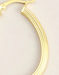 Fluted Oval Gold Plated Hoop Earrings