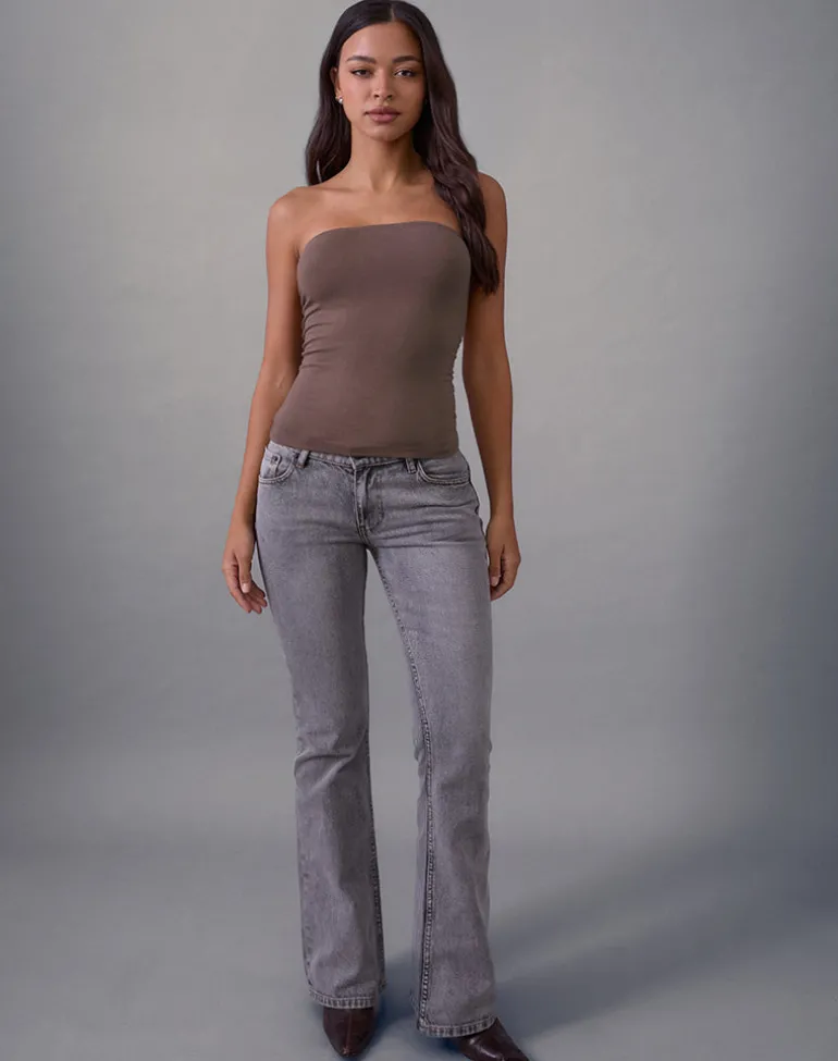 Foster Bandeau Top in Rayon Jersey Deep Taupe