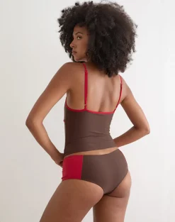 Fraba Tankini in Brown with Red Binding