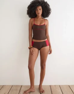 Fraba Tankini in Brown with Red Binding