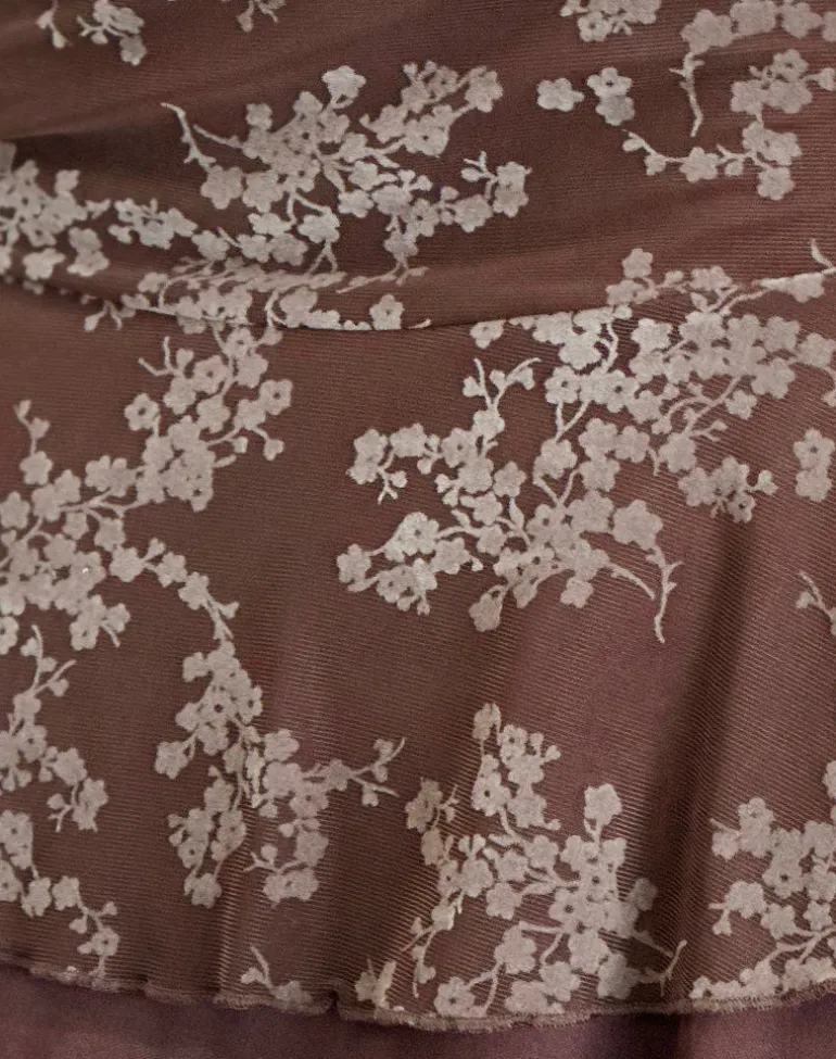 Friska Mini Skirt in Floral Blooming Vines Brown
