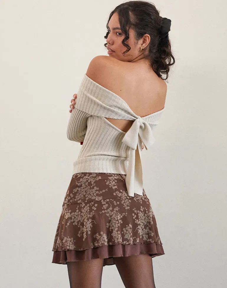 Friska Mini Skirt in Floral Blooming Vines Brown