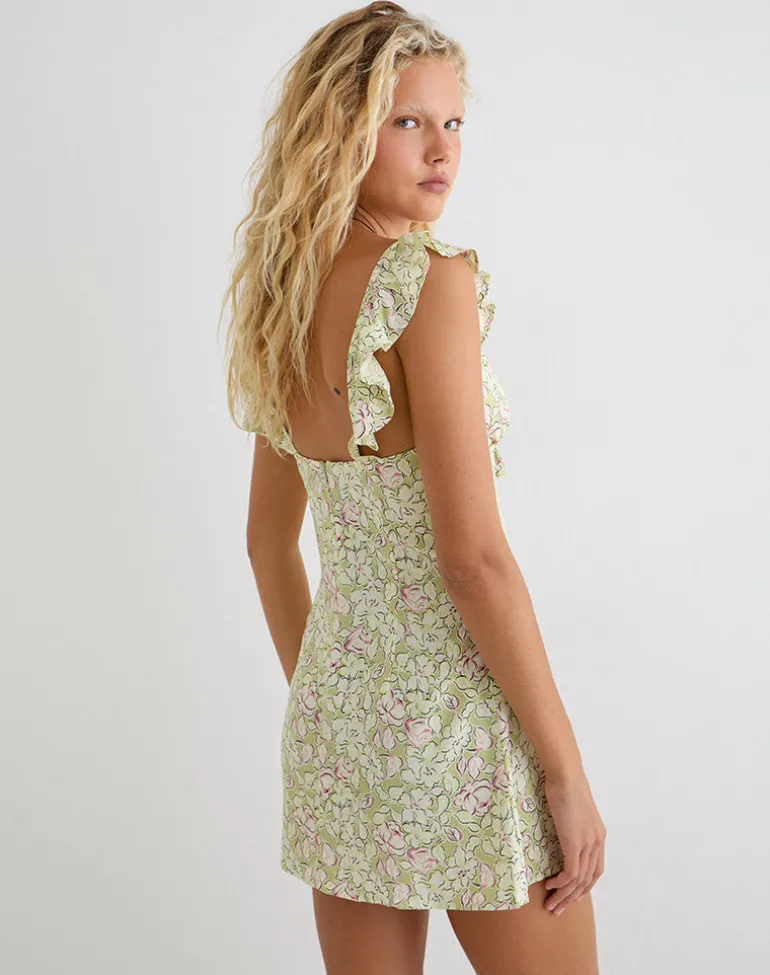 Gadisa Mini Dress in Blooming Lily Green