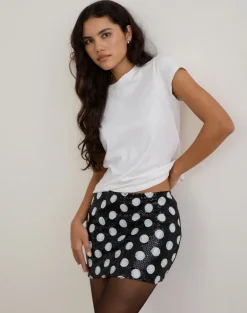 Gaera Skirt in Polka Sequin Monochrome