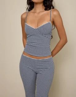Gaika Cami Top in Seersucker Gingham Navy