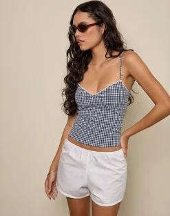 Gaika Cami Top in Seersucker Gingham Navy