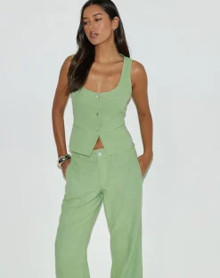 Ganita Vest in Linen Minty Green