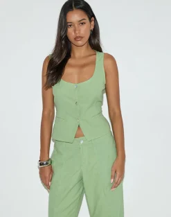 Ganita Vest in Linen Minty Green